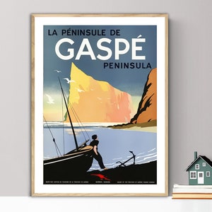 Gaspe Peninsula, Canada Vintage Travel Poster - Poster Paper,  Canvas Print / Gift Idea / Wall Decor