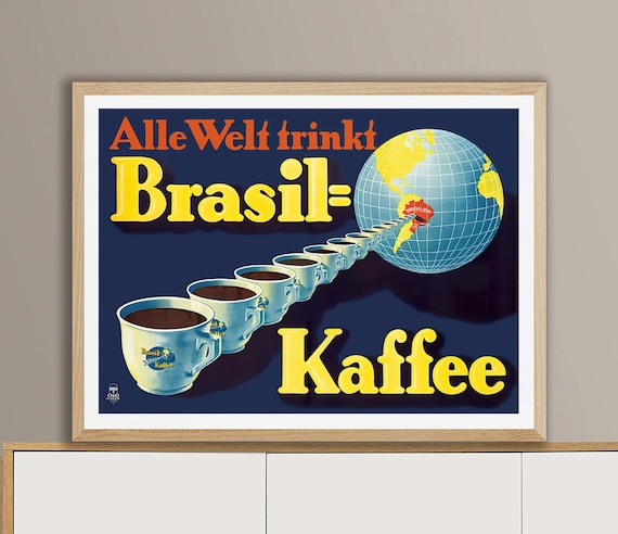 Vintage Brasil Kaffee Advertisement Art Print - Reproduction of a Vintage Artwork, Decorative Purposes Wall Decor