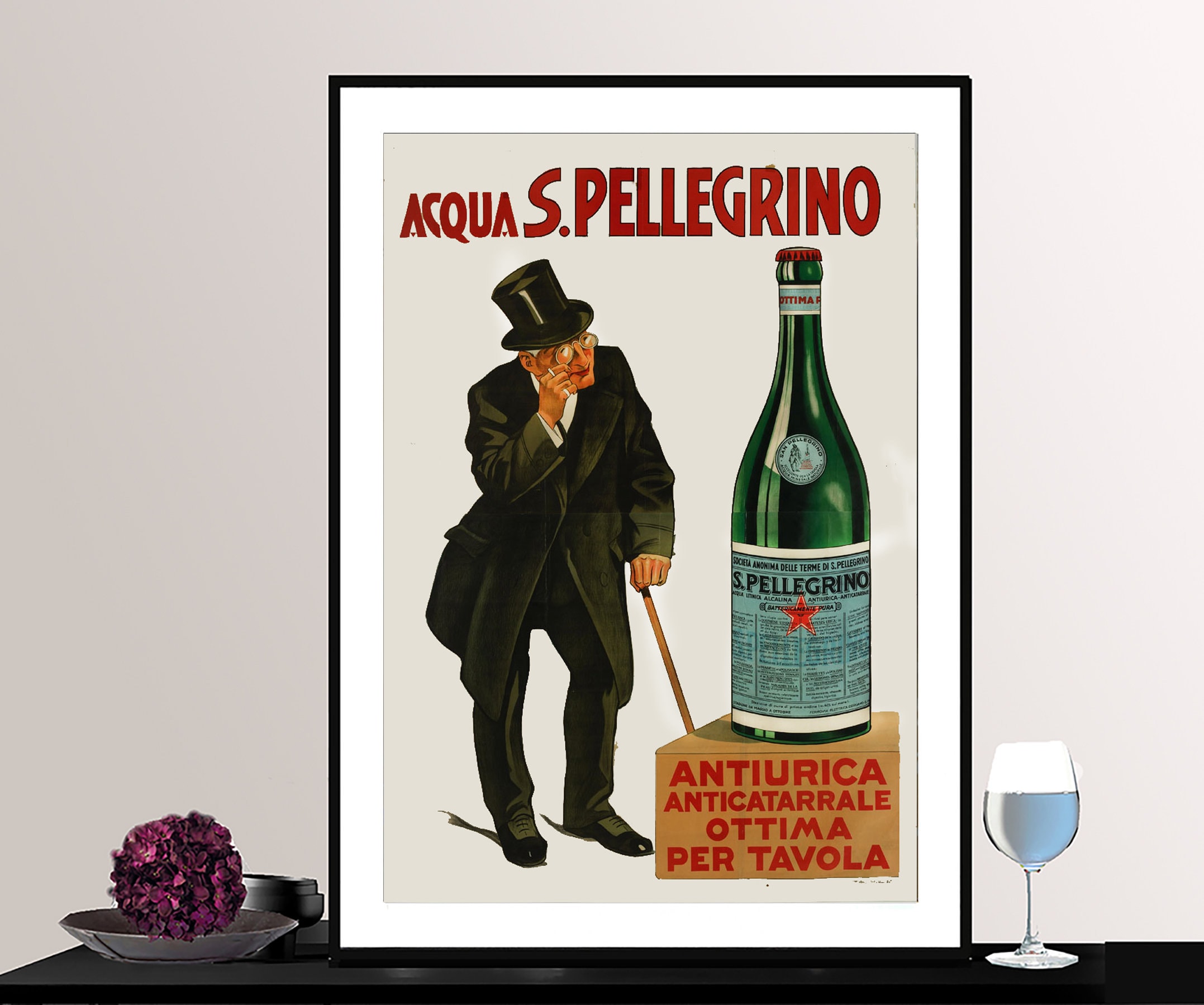 Acqua S. Pellegrino Italy Vintage Food&drink Poster Poster Paper or Canvas  Print / Gift Idea / Wall Decor 