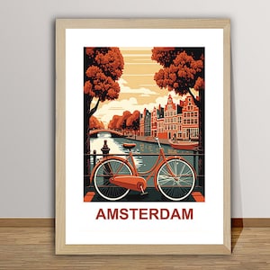 Amsterdam, Netherlands Travel Poster - Amsterdam Poster, Wall Decor, Gift Idea