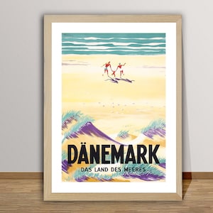 Danemark Das Land des Meeres Poster di viaggio vintage - Carta per poster o stampa su tela / Idea regalo / Decorazione da parete