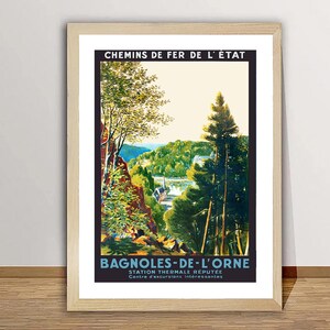 Bagnoles de L'Orne, Francia - Poster di viaggio vintage - Stampa su carta o tela / Idea regalo / Decorazione murale