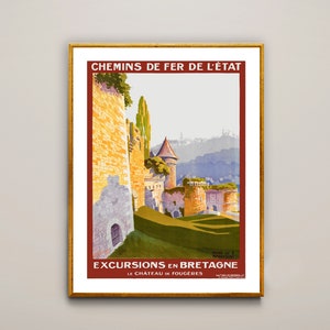 Excursions en Bretagne Le Chateau de Fougeres Poster di viaggio vintage - Poster su carta o tela stampata / Idea regalo