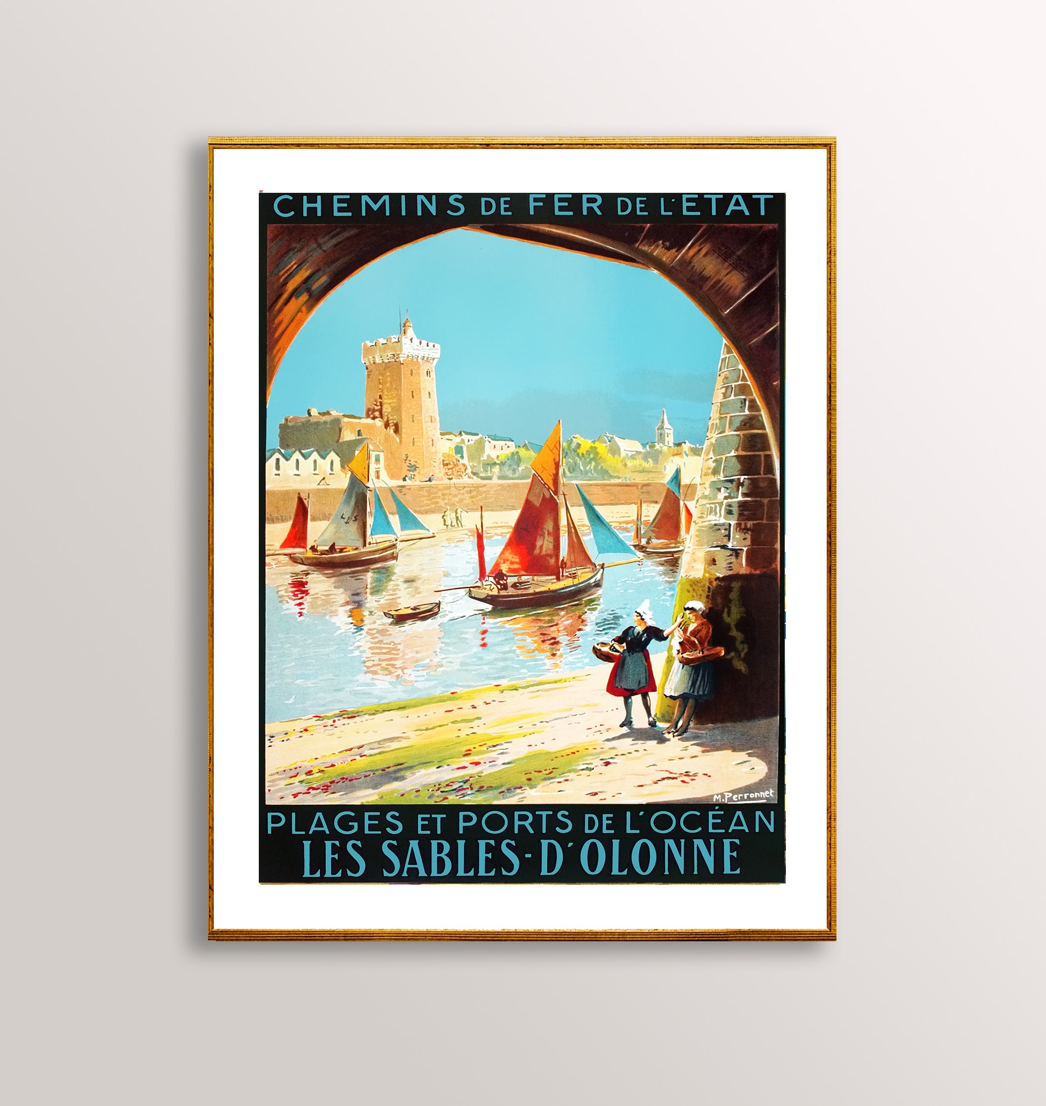 Les Sables d'Olonne, France Vintage Travel Poster - Poster Paper or Canvas Print / Gift Idea / Wall Decor