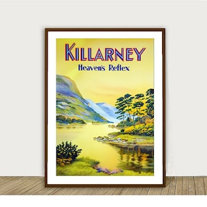 Killarney Heaven&#39;s Reflex, Ireland  Vintage Travel Poster - Retro Killarney Poster / Gift Idea / Wall Decor