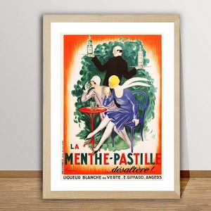 Vintage French Mint Liqueur Advertisement (1929) Art Print - Reproduction of a Retro Artwork, Decorative Purposes Wall Decor