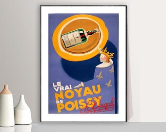 ヴィンテージのフランスの酒類広告アートプリント：レトロなドリンクポスター
