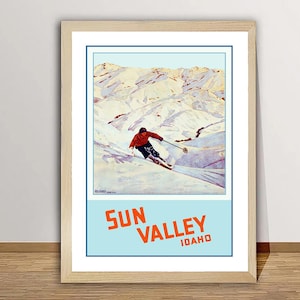 Sun Valley Idaho Vintage Skiing Travel Poster - Winter Sports Prints / Gift Idea / Wall Decor