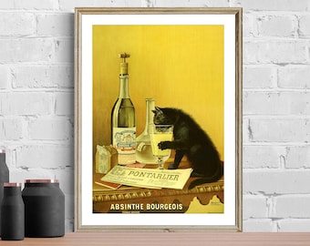 Vintage French Absinthe Advertisement Art Print - Reproduction of a Vintage Artwork, Decorative Purposes Wall Decor