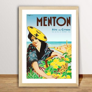 Menton Fete du Citron France Vintage Travel Poster - Menton Memories / Gift Idea / Wall Decor