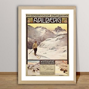 Arlberg in Den Österr-Alen Vintage Ski Poster - Arlberg Ski Poster / Geschenkidee / Wanddeko