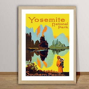 Yosemite National Park,  Vintage Travel Poster - Retro Travel Poster / Gift Idea / Wall Decor