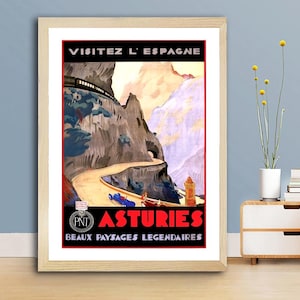 Astúrias (Astúrias) Beaux Paysages Legendaires, Espanha Pôster de viagem vintage - Astúrias Memórias de viagem / Ideia para presente / Decoração de parede