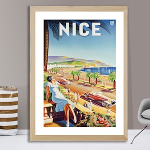 Nice  France Vintage Travel Poster - Nice Poster, Travel French Riviera, Wall Decor, Gift Idea