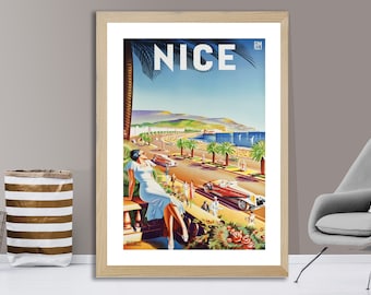 Nice France Vintage Travel Poster: French Riviera Wall Art