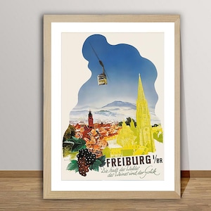 Fryburg Bryzgowijski, Niemcy Vintage plakat podróżniczy-retro plakat Fryburg/pomysł na prezent/dekoracja ścienna