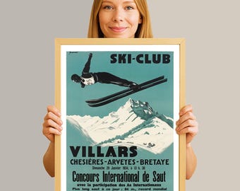 Ski Club Villars Concours International de Saut Vintage Ski Poster