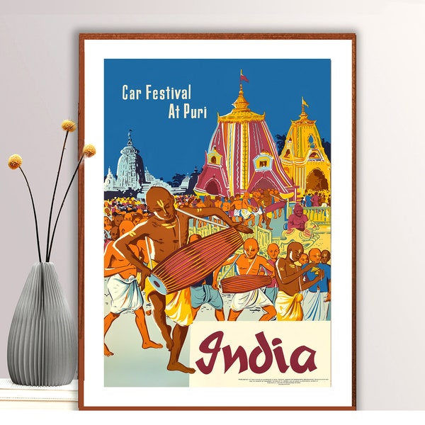 India Car Festival at Puri Vintage Travel  Poster - Poster Paper or Canvas Print / Gift Idea