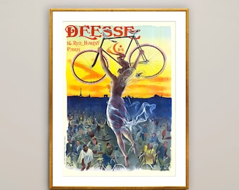 Deesse  Vintage Bicycle Poster - Poster Paper or Canvas Print / Gift Idea / Wall Decor