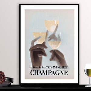 Sage Gaiete Français Champagne Vintage Food&Drink Poster - Poster Paper or Canvas Print / Gift Idea