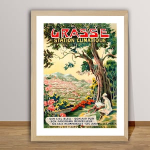 Grasse, Station Climatique France  Vintage Travel Poster - Grasse Poster, Capitale Mondiale de la Parfumerie, Wall Decor, Gift Idea