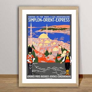 Simplon Orient Express Vintage Travel Poster - Orient Express Poster, Mediterranean Railway, Retro Art