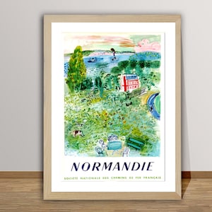 Cartel de viaje vintage de Normandía, Bretaña Francia - Cartel de Normandía, viaje de Normandía, arte de pared, idea de regalo