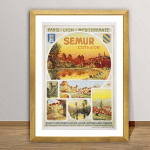 Semur Cote d&#39;Or, France  Vintage Travel Poster - Retro Semur Poster / Gift Idea / Wall Decor
