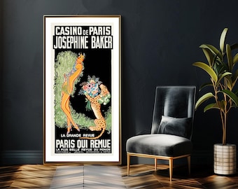Vintage Josephine Baker Advertisement Art Print - Reproduction of vintage Artwork, Decorative Purposes Wall Decor
