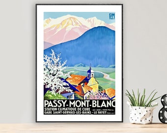 Passy Mont Blanc, France Vintage Travel Poster - Lac de Passy Poster, Museum Quality Print