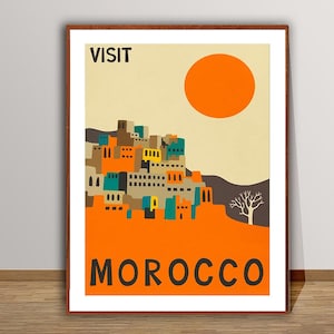Póster de viaje vintage Visit Morocco: impresión artística de viaje, idea de regalo, decoración de pared