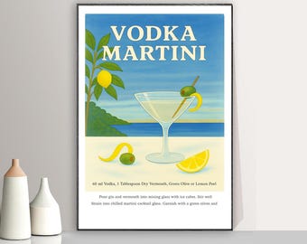 Vodka Martini Cocktail Recipe Print: Summer Food&Drink Poster
