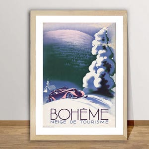 Boheme Neige de Tourisme ヴィンテージ旅行ポスター - ウィンタースポーツポスター / ギフトアイデア / 壁装飾