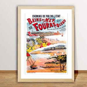 Bains de Mer de Fouras sur L'Ocean, Francia Vintage Travel Poster - Impresión de arte de viaje / Idea de regalo / Decoración de pared