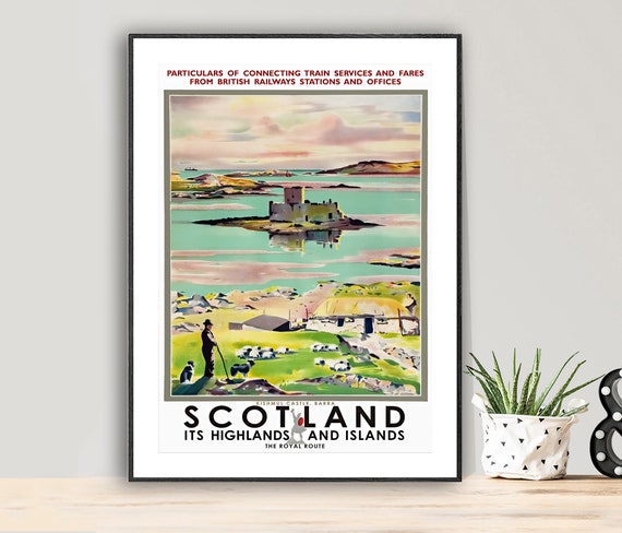 Stirling Scotland Scottish Vintage Great Britain Railroad Travel Poster Print 