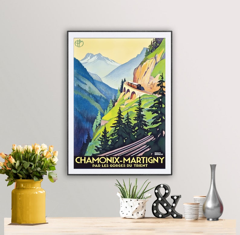 Affiche Vintage Train Martigny Orsières - Poster 40x60 Cm - Qualité Supérieure