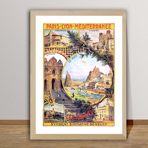 Le Velay, Francia Poster di viaggio vintage - Carta per poster o stampa su tela / Idea regalo / Decorazione da parete