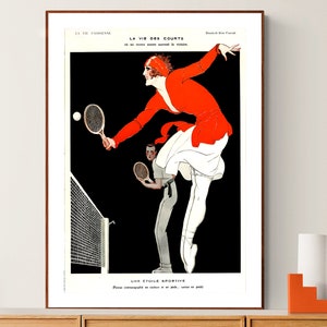 La Vie Parisienne, La Vie des Courts, Une Etoile Sportive Vintage Tennis Poster - 1920&#39;s Magazine Advertising, Sport Print, Tennis Artwork