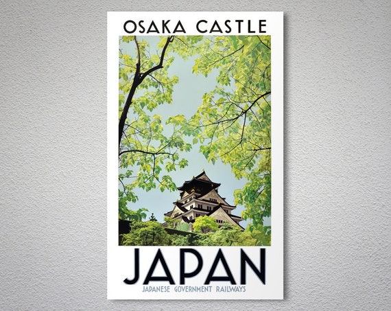 Japanese Railway Travel Poster reproduction. Osaka Castle Japan