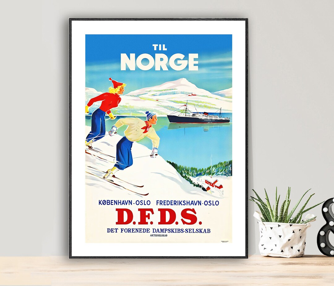 Tilståelse pædagog Ælte Til Norge Norway Vintage Ski Poster Poster Paper Sticker - Etsy