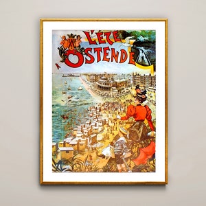 L'Ete Ostende, Belgien Vintage Reise Poster - Poster auf Papier oder Leinwand / Geschenkidee / Wand-Dekor