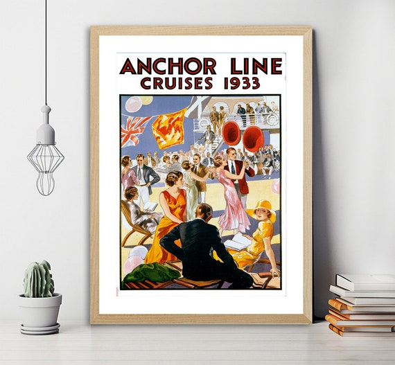 Anchor Line Cruises Vintage Travel Poster Poster Paper or Canvas