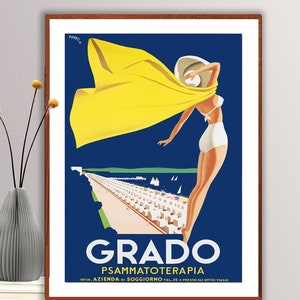 Póster de viaje vintage de Grado, Italia: impresión en papel o lienzo, idea de regalo, decoración de pared