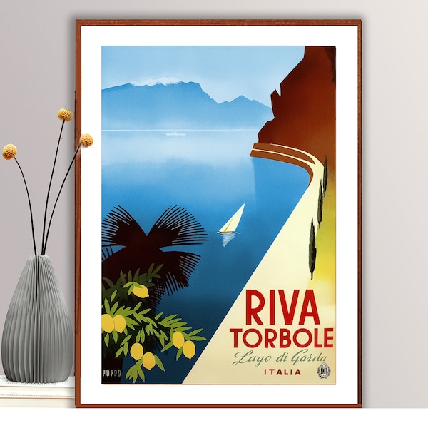 Riva Torbole Lago di Garda Vintage Italian Travel Poster - Poster Print or Canvas Print / Gift Idea / Wall Decor
