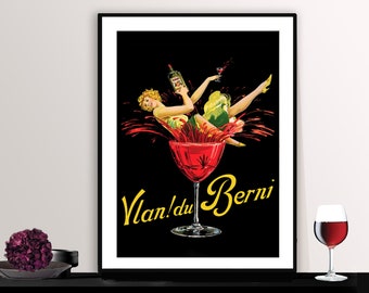 Vlan du Berni, Brandy  Vintage Food&Drink Poster - Poster Paper or Canvas Print / Gift Idea / WallArt