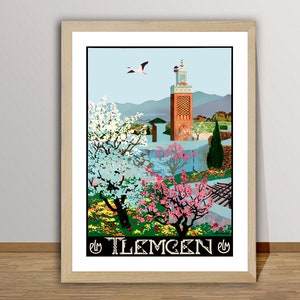 Tlemcen, Algeria  Vintage Travel Poster - Tlemcen Poster, Travel Tlemcen, Wall Decor, Gift Idea