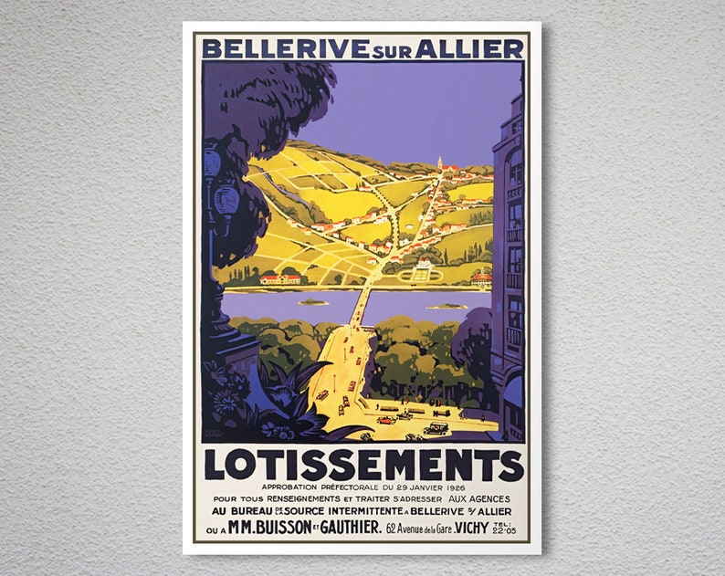 Bellerive sur Allier Lotissements Vintage Travel Poster Sticker or Canvas Print Gift Idea Wall Decor Poster Paper
