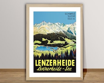 Lenzerheide Switzerland  Vintage Travel Poster - Lenzerheide Poster, Enjoy Skiing Sport, Wall Decor, Gift Idea