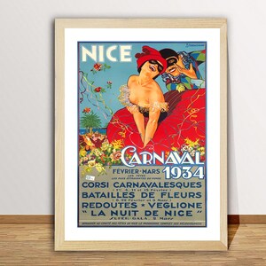 Nice Carnaval, 1934 France  VintageTravel Poster - Poster Print or Canvas Print / Gift Idea / Wall Decor