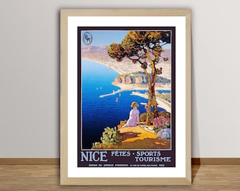 Schönes Frankreich Vintage Reiseposter: Französisch Riviera Wandkunst